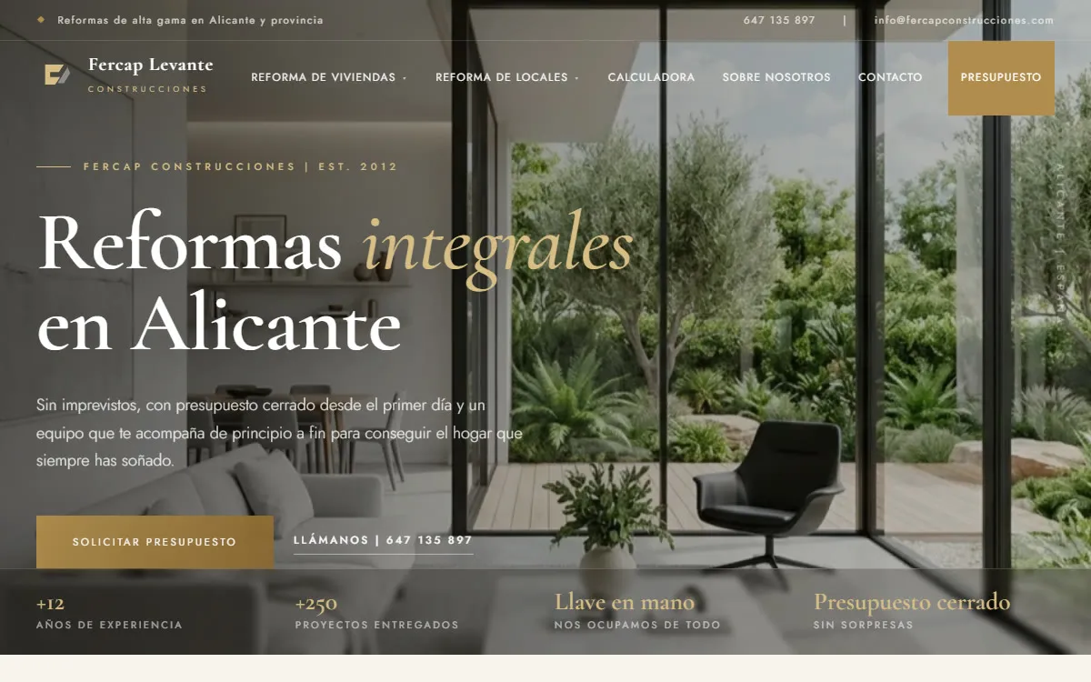 Diseño web de Fercap Construcciones