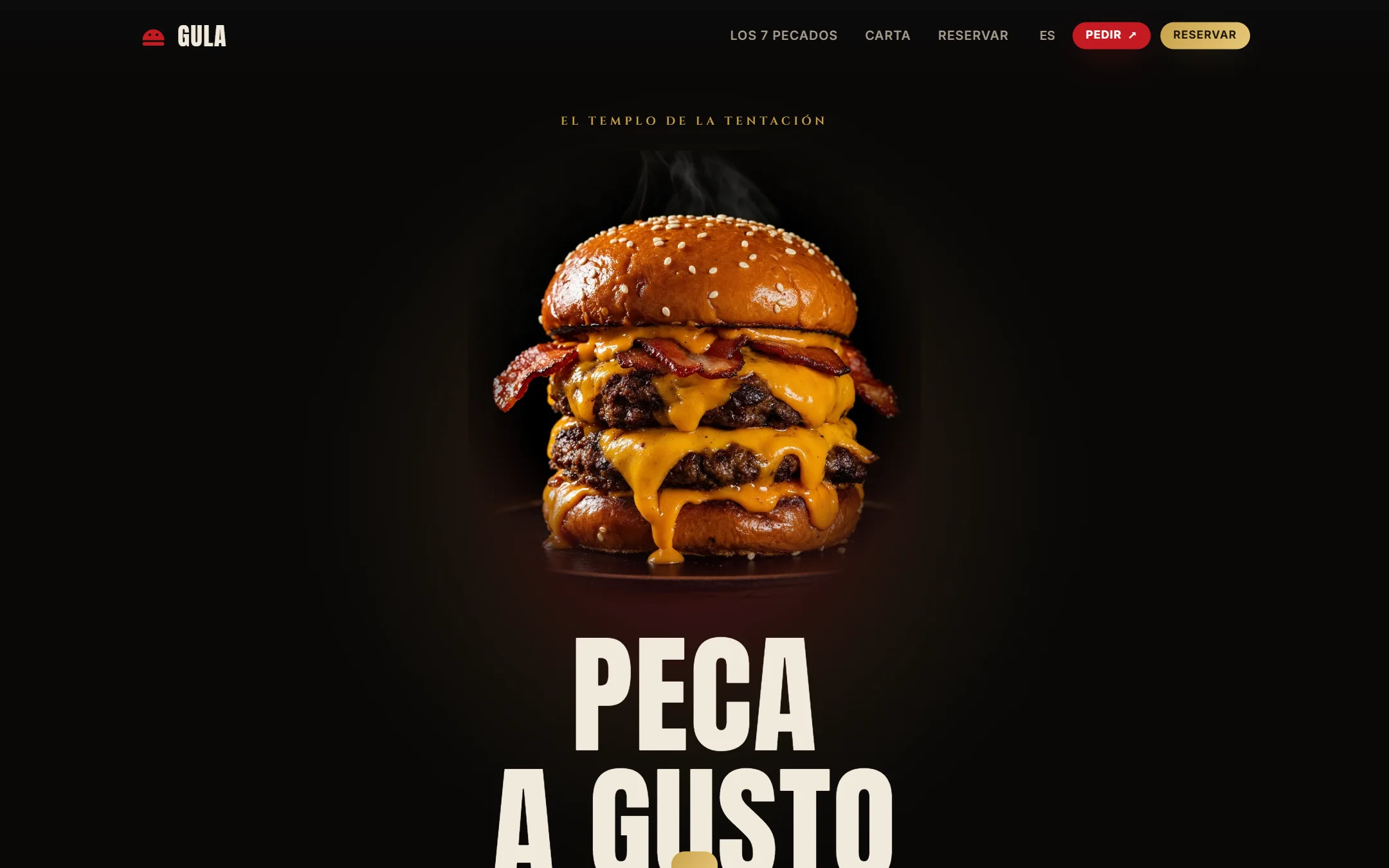 Diseño web de GULA, hamburguesería premium de autor