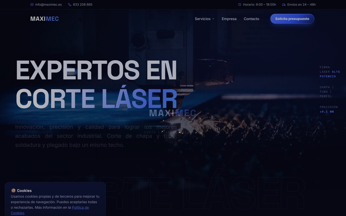 Web design for Maximec