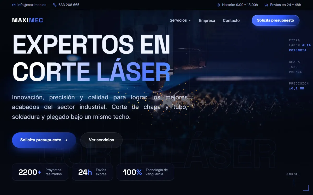 Diseño web de Maximec