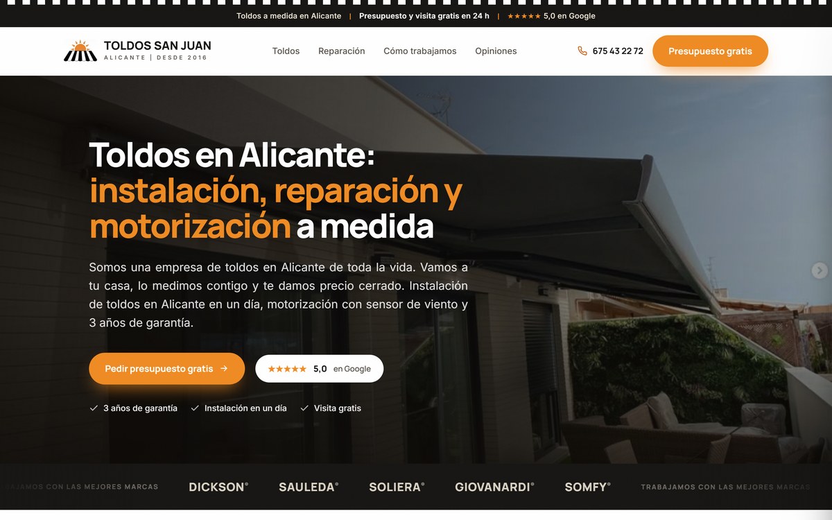 Web design for Toldos San Juan